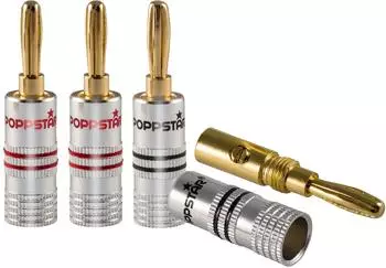 Poppstar 4x High End Bananenstecker Bananas für Lautsprecherkabel bis 6 mm² (1008551)