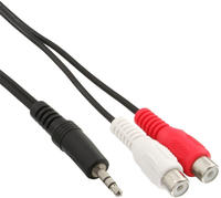 InLine 89941B Cinch/Klinke Kabel, 2x Cinch Buchse an 3,5mm Klinke Stecker, 1m