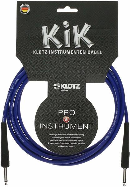 Klotz KIK 6.3 mm Mono-Klinke-Instrumentenkabel, 3 m, blau