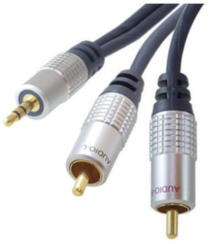 Goldkabel Home Cinema Verchromter Metall-Klinkenstecker und 2 verchromte Metall-Chinchstecker Kabel, 1,5 m