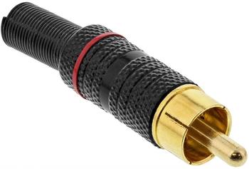 InLine Cinchstecker Lötversion, Metall schwarz, Ring rot, für 6mm Kabel (99110Q)