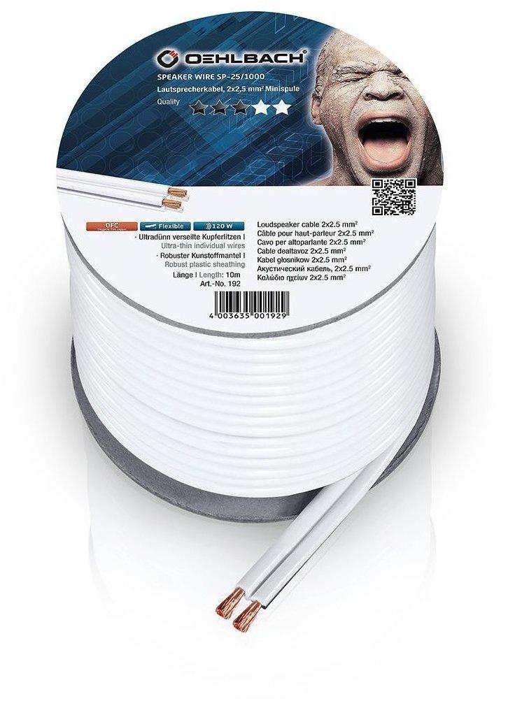 Oehlbach Speaker Wire SP-25 Lautsprecherkabel 2 x 2,5 mm², Mini-Spule weiß  10.00 m Test TOP Angebote ab 39,99 € (Juni 2023)