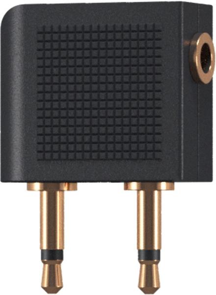 Oehlbach 35015 I-Jack AD-Flight Mobiler Kopfhörer F-Plug Adapter, 2 x 3,5 mm Klinkenstecker auf 3,5 mm Klinkenbuchse schwarz