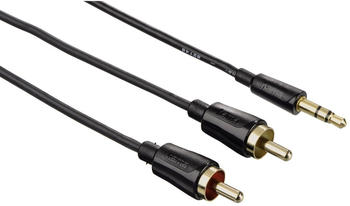 Hama 00122302 Audio-Kabel Flexi-Slim 3,5mm-Klinken-St. Stereo -2 Cinch-St 1,5m (Schwarz)
