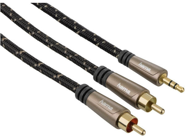 Hama 00122305 Audio-Kabel 3,5mm-Klinken-St - 2 Cinch-St Stereo Metall verg. 1,5m (Braun)