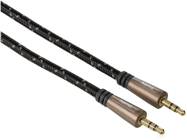 Hama 00122328 Audio-Kabel 3,5-mm-Klinken-St. - St. Stereo Metall vergoldet 3,0 m (Braun)