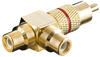 Goobay Audio-Adapter mit rotem Farbring Cinch Stecker > 2x Cinch Kupplung-vergoldet