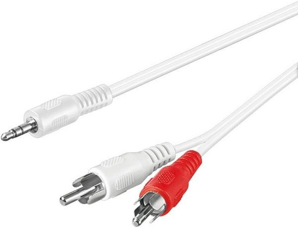 Goobay Audio-Video-Kabel 5m weiß, 3,5mm stereo Stecker auf 2 x Cinchstecker