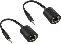 INLINE Audio &uuml;ber RJ45 passiv, 2x Klinke 3,5mm Stecker / RJ45 Buchse, max, 50m,