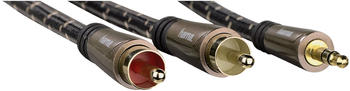 Hama Audio-Kabel, 3,5-mm-Klinken-St. - 2 Cinch-St., Stereo, Metall, verg., 3,0 m
