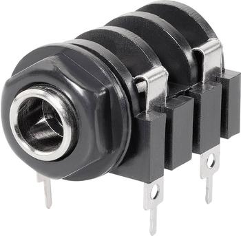 TRU Components Klinken-Steckverbinder 6.35 mm Buchse, Einbau horizontal Polzahl: 2 Mono Schwarz