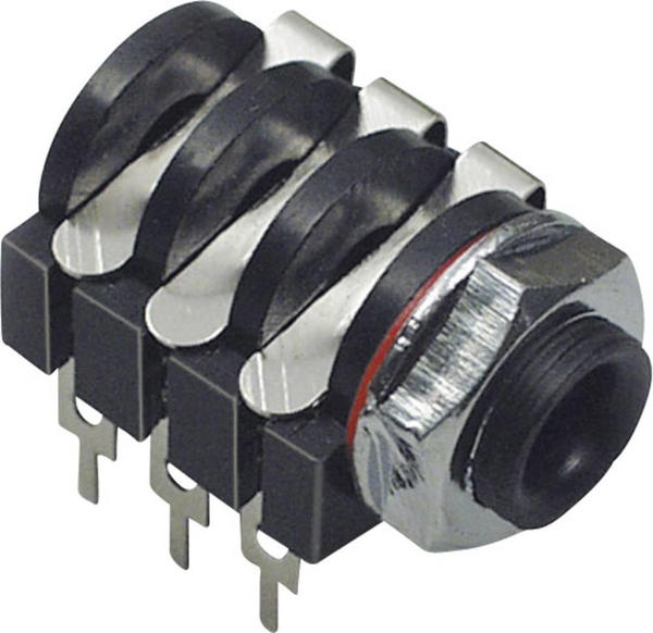 TRU Components Klinken-Steckverbinder 6.35 mm Buchse, horizontal Polzahl: 3 Stereo Schwarz