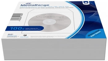 MediaRange Papiertaschen mit Fenster mit Klebepunkt für je 1 BD / CD / DVD weiß 100 Stück
