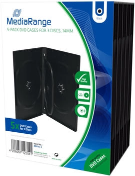 MediaRange DVD Hüllen 3er Box 14 mm für je 3 BD / CD / DVD schwarz MediaRange DVD Hüllen 3er Box 14 mm für je 3 BD / CD / DVD schwarz