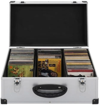 vidaXL CD Koffer für 60 CDs mit 2 Schlüsseln DJ Case Box Alukoffer ABS Silbern DVD