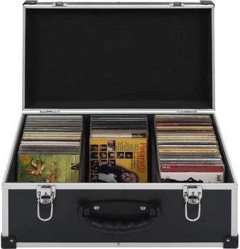 vidaXL CD Koffer für 60 CDs mit 2 Schlüsseln DJ Case Box Alukoffer Schwarz