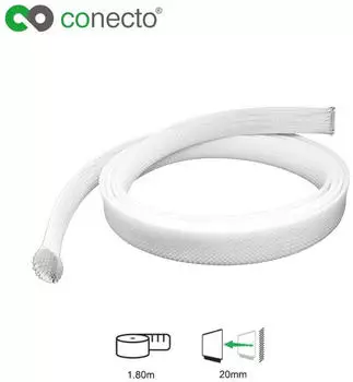 conecto Universeller Polyester-Kabelschlauch 1,80m wei&szlig; CC50325
