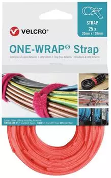 Velcro Klettkabelbinder One Wrap Strap 20 x 200mm orange 25 Stück