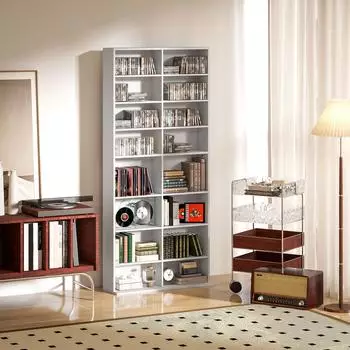 HomCom CD-DVD Aufbewahrungsregal 18 F&auml;cher 175 cm Wei&szlig;