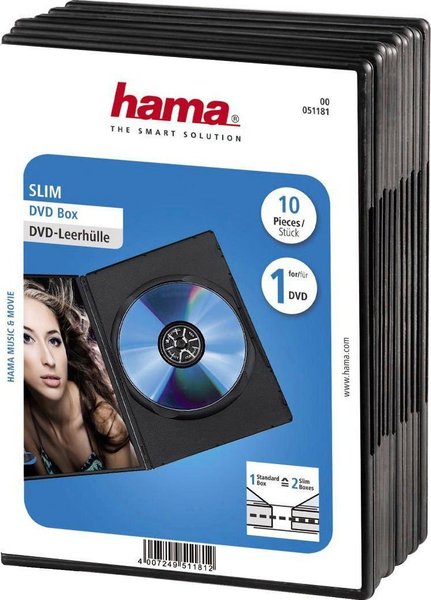 Hama 51181 DVD-Leerhülle Slim (10er-Pack)