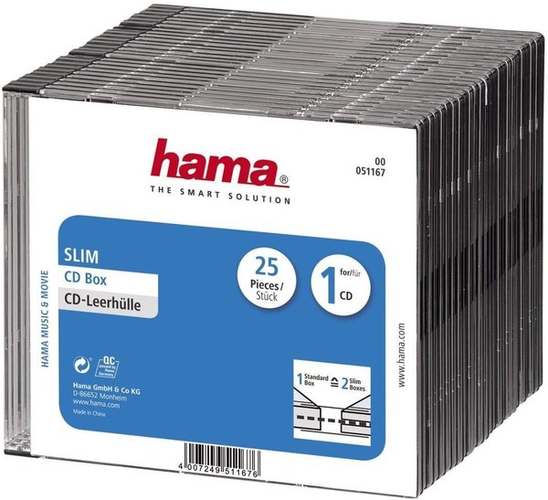 Hama 51167 CD Box Slim 25er Pack
