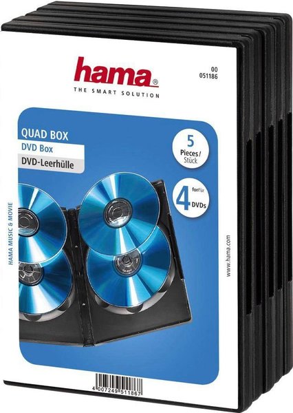 Hama 51186 DVD Quad Box, Schwarz, 5er-Pack
