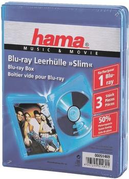 Hama 51469 Blu-ray Disc Slim-Leerhülle 3er-Pack Blau