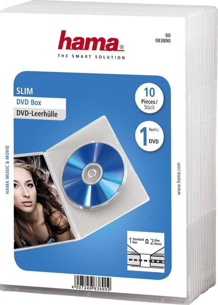 Hama 83890 DVD-Leerhülle Slim (10er-Pack)