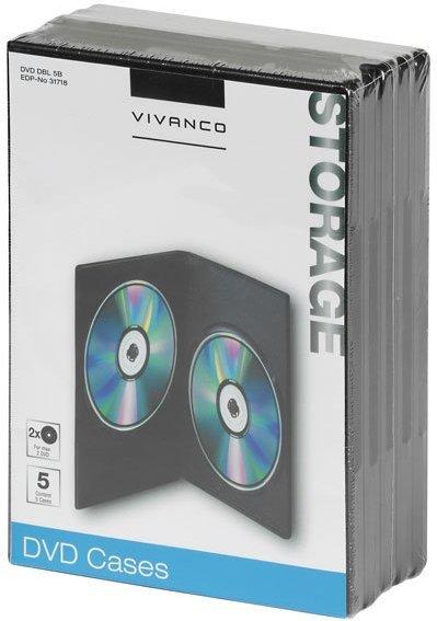 Vivanco 31718 DVD DOUBLE Case schwarz (5er Pack)