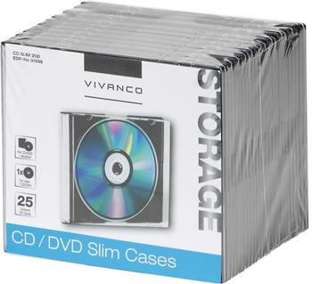 Vivanco 31698 CD/DVD Slim Case schwarz (25er Pack)