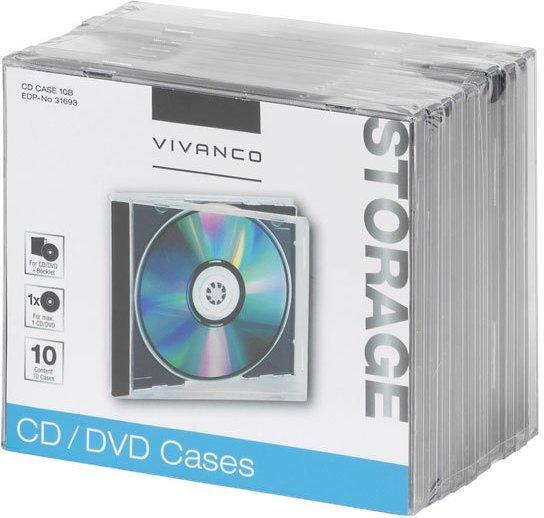 Vivanco 31693 CD/DVD Jewel Case schwarz (10er Pack)
