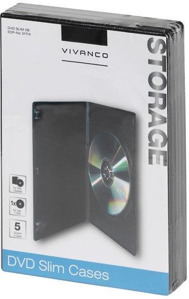 Vivanco 31714 DVD Slim Case schwarz (5er Pack)