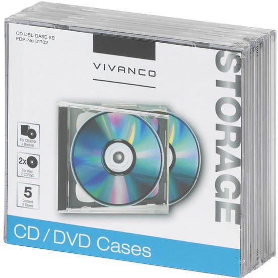 Vivanco 31702 CD/DVD Double Jewel Case (5er Pack)