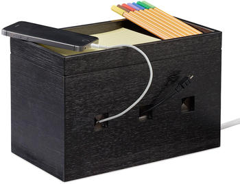 Relaxdays Kabelbox Bambus 16,5x25,5x14cm