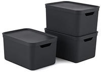 Jive 3er-Set Aufbewahrungsboxen mit Deckel 16l, A4 | Stapelboxen mit Griff und Deckel