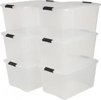 Aufbewahrungsbox Mit Deckel, 45l, 6er-set, Transparent, Schnappverschl&uuml;sse Mit