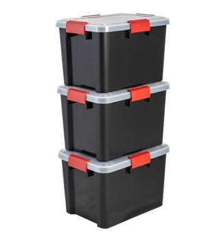 Iris Ohyama Boxen Kunststoff-Organizer 3er-Set 20l Air Tight AT-LD Schwarz
