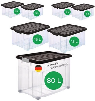 Novatool Aufbewahrungsboxen-Set 80L+2x15L+4x5L