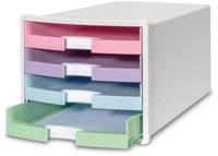 HAN Schubladenbox IMPULS rosa, lila, blau, gr&uuml;n 1013-129D, DIN A4 mit 4 Schubladen,