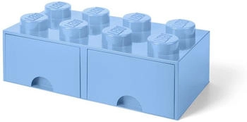 LEGO Aufbewahrungsstein 8 Noppen und 2 Schubladen - hellblau
