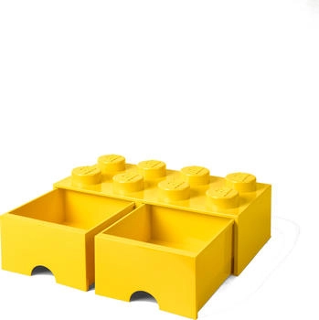 LEGO Aufbewahrungsstein 8 Noppen und 2 Schubladen - gelb
