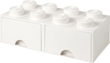 LEGO Aufbewahrungsstein 8 Noppen und 2 Schubladen - weiß