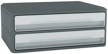 CEP Schubladenbox 1090116361, MoovUp, A4 quer, 2 Fächer, Recycling-Kunststoff, geschlossen, grau