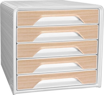 CEP Schubladenbox 1071111021, Smoove Silva, A4, 5 Fächer, Kunststoff, geschlossen, Buche / weiß