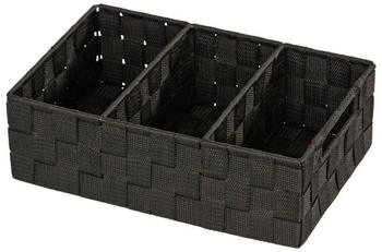 Wenko Aufbewahrungskorb Adria 3 Fächer, 32 x 10 x 21 cm, Kunststoff, schwarz