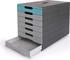 DURABLE Schubladenbox 776306, Idealbox Pro 7, A4, 7 Fächer, Kunststoff, geschlossen, grau / blau