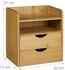 Relaxdays Schubladenbox A6 quer, 2 Fächer, Bambus, 2 Ablagen, geschlossen, braun