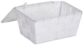 Wenko Aufbewahrungskorb Adria mit Deckel, 2L, 19 x 10 x 14 cm, Kunststoff, wei&szlig;