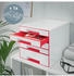 Leitz Schubladenbox 5214-20-26, WOW Cube, A4, 5 Fächer, Kunststoff, geschlossen, rot / weiß