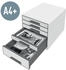 Leitz Schubladenbox 5214-20-26, WOW Cube, A4, 5 Fächer, Kunststoff, geschlossen, rot / weiß
